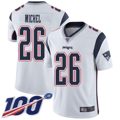 New England Patriots Football #26 Vapor Untouchable 100th Season Limited White Men Sony Michel Road NFL Jersey->women nfl jersey->Women Jersey